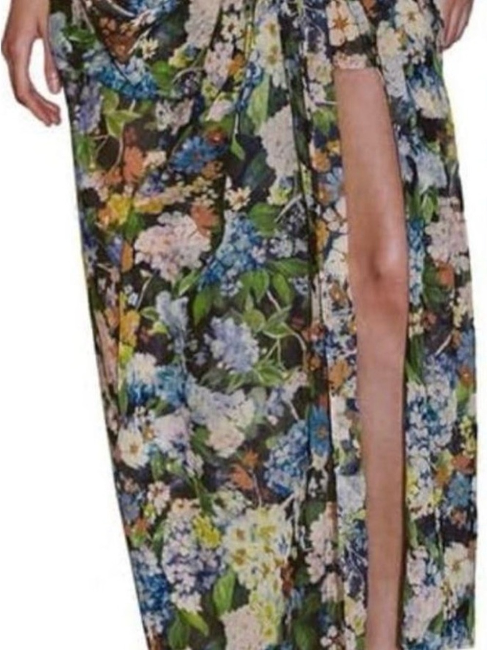 Botanical High-Slit Maxi Skirt in Green Multi - Picture 2 of 3